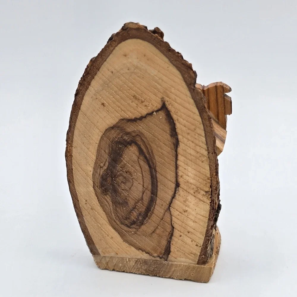Vtg Live Edge Carved Wood‎ Nativity Scene Christmas Decor Shelf Sitter